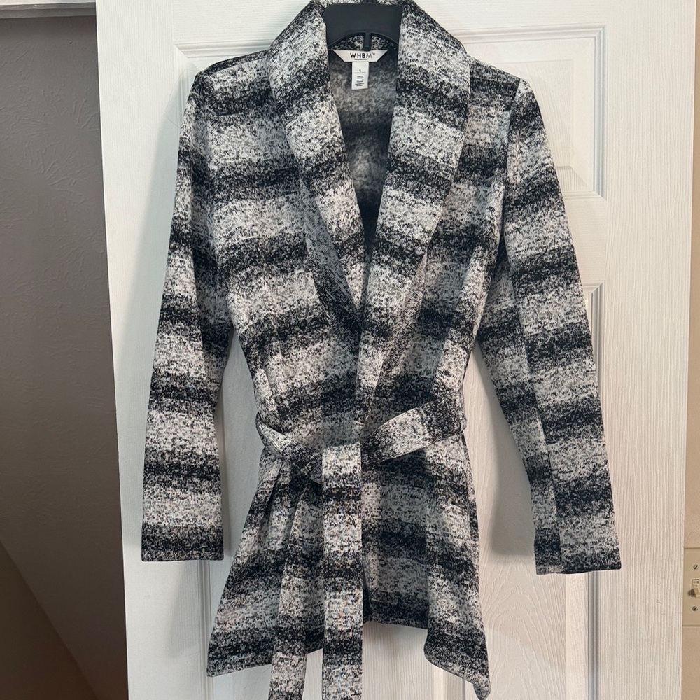 White House Black Market Monochrome Plaid Coat